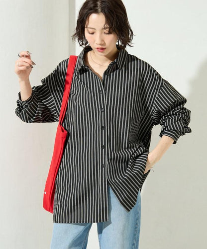 ストライプバックレースアップシャツ【限定展開】