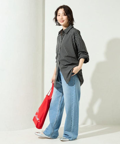 ストライプバックレースアップシャツ【限定展開】