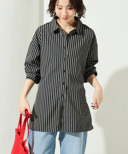 ストライプバックレースアップシャツ【限定展開】