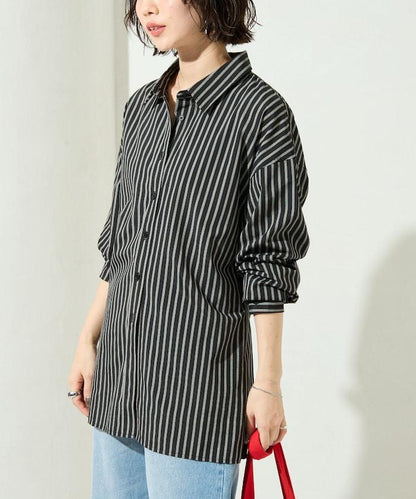 ストライプバックレースアップシャツ【限定展開】