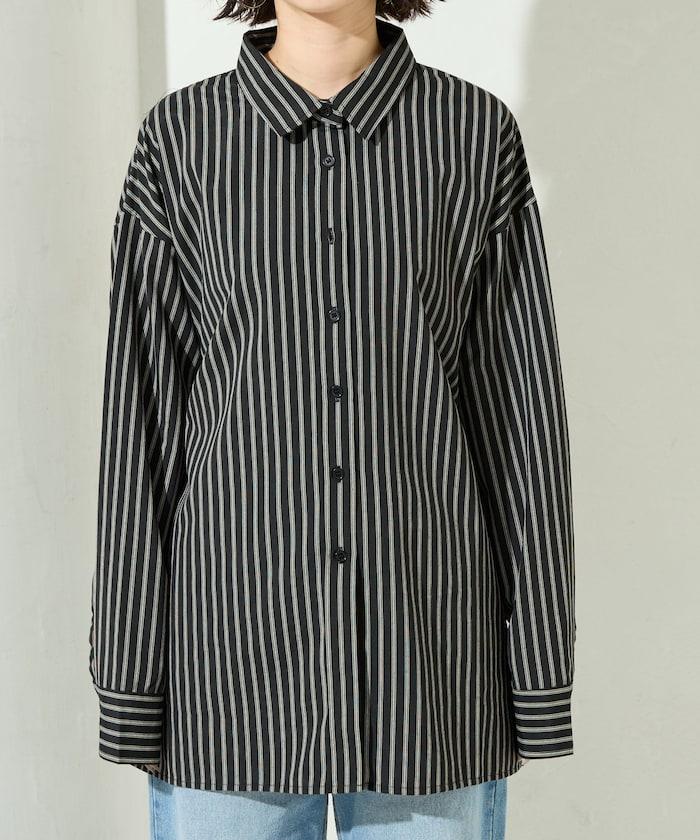 ストライプバックレースアップシャツ【限定展開】