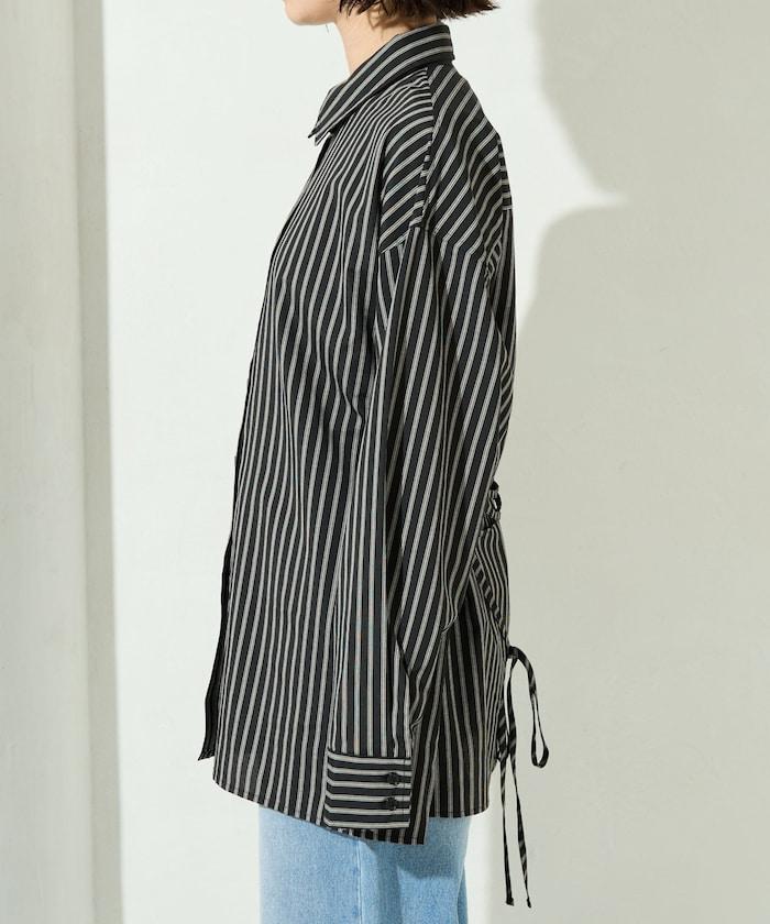 ストライプバックレースアップシャツ【限定展開】
