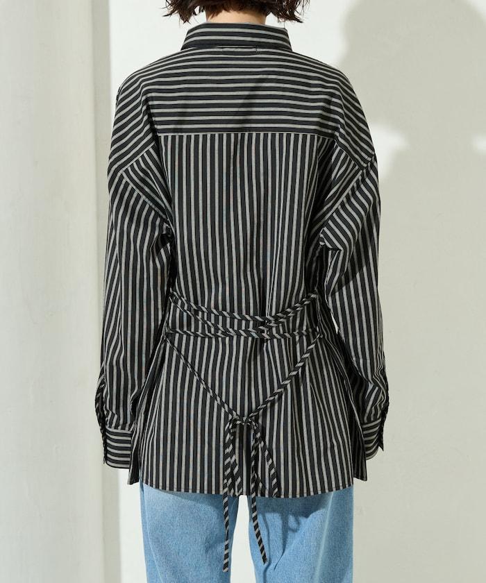 ストライプバックレースアップシャツ【限定展開】