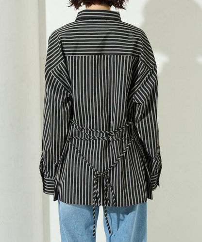 ストライプバックレースアップシャツ【限定展開】