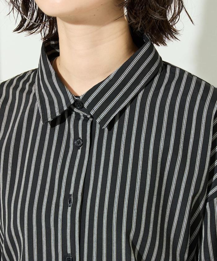 ストライプバックレースアップシャツ【限定展開】