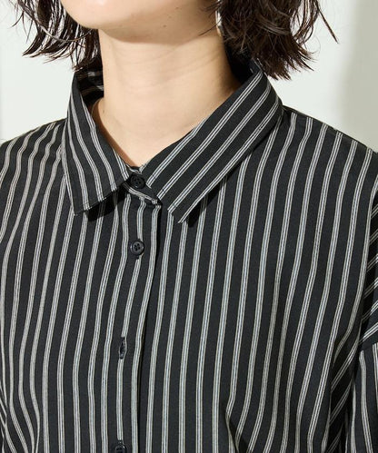 ストライプバックレースアップシャツ【限定展開】