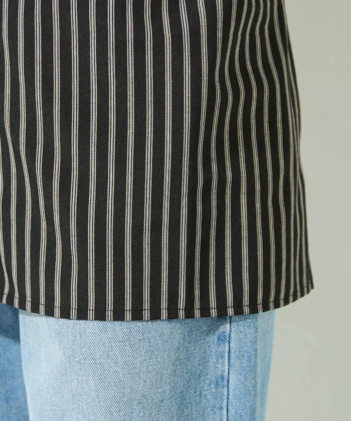 ストライプバックレースアップシャツ【限定展開】