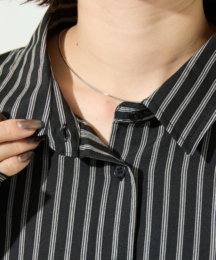 ストライプバックレースアップシャツ【限定展開】