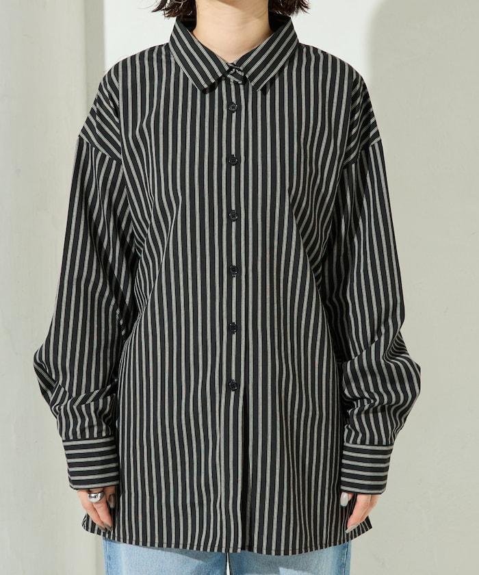 ストライプバックレースアップシャツ【限定展開】