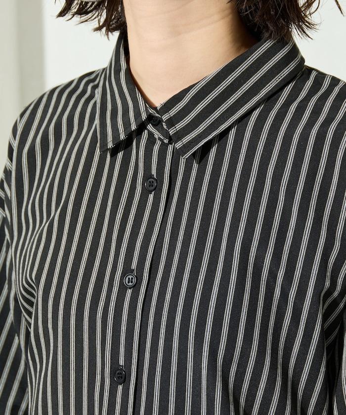 ストライプバックレースアップシャツ【限定展開】