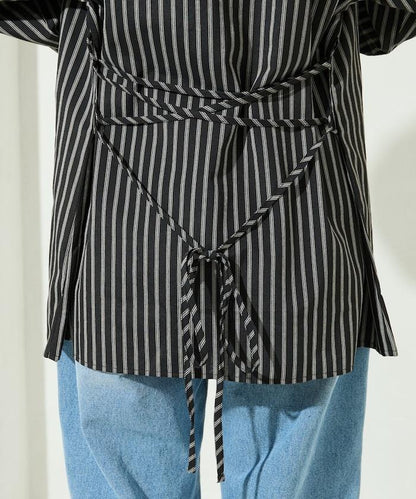 ストライプバックレースアップシャツ【限定展開】