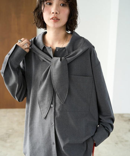 タイ付きフーディービッグシャツ【限定展開】