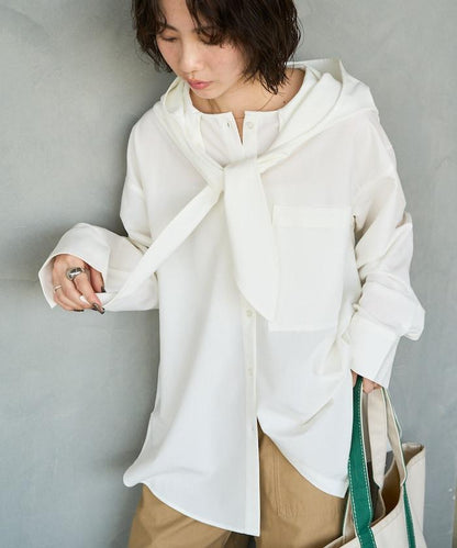 タイ付きフーディービッグシャツ【限定展開】