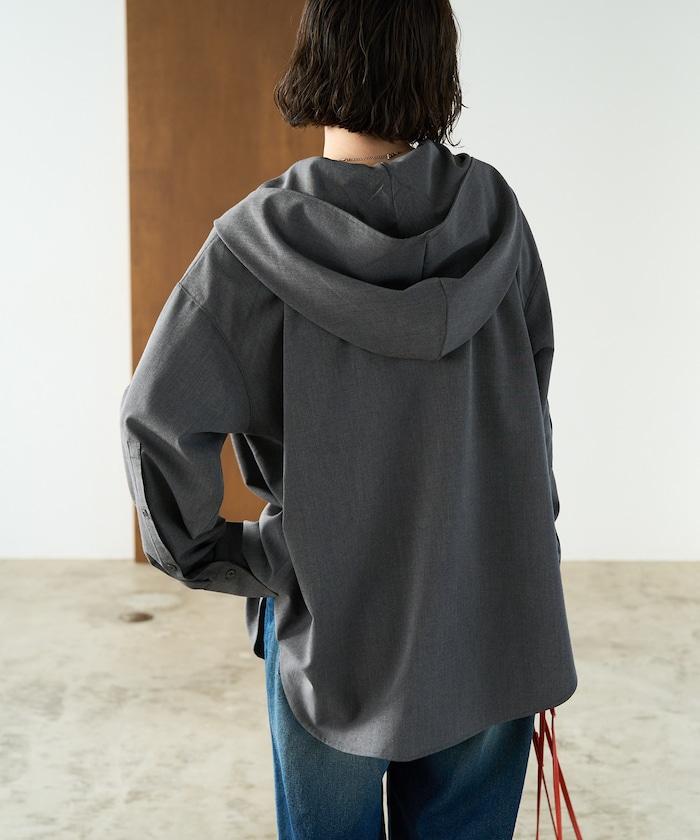 タイ付きフーディービッグシャツ【限定展開】