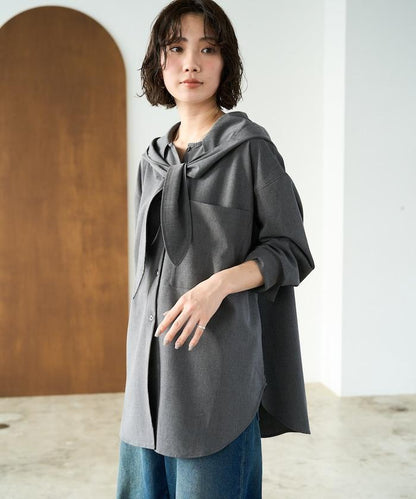 タイ付きフーディービッグシャツ【限定展開】