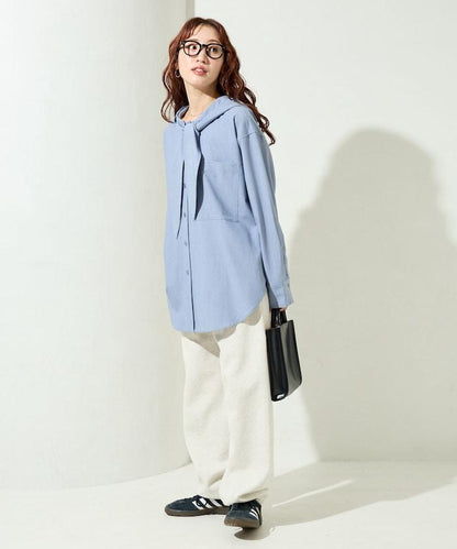 タイ付きフーディービッグシャツ【限定展開】