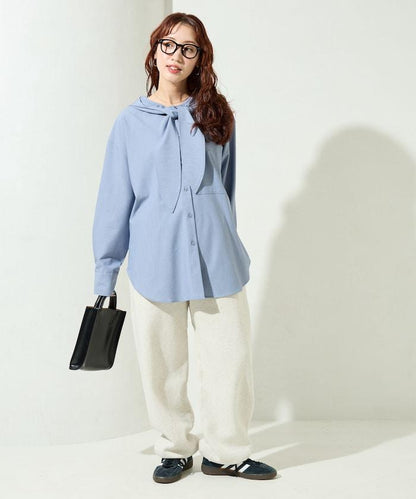 タイ付きフーディービッグシャツ【限定展開】