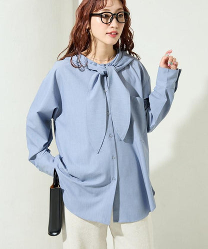 タイ付きフーディービッグシャツ【限定展開】