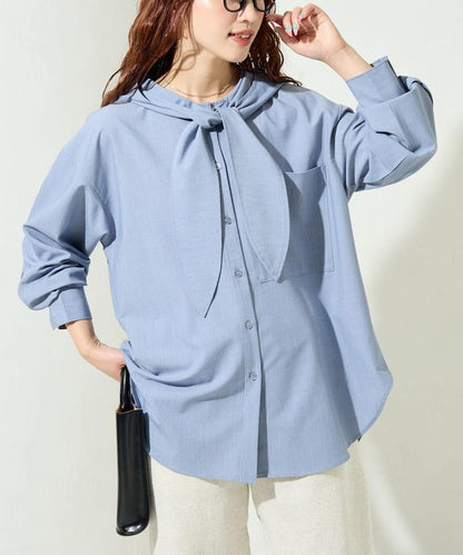 タイ付きフーディービッグシャツ【限定展開】