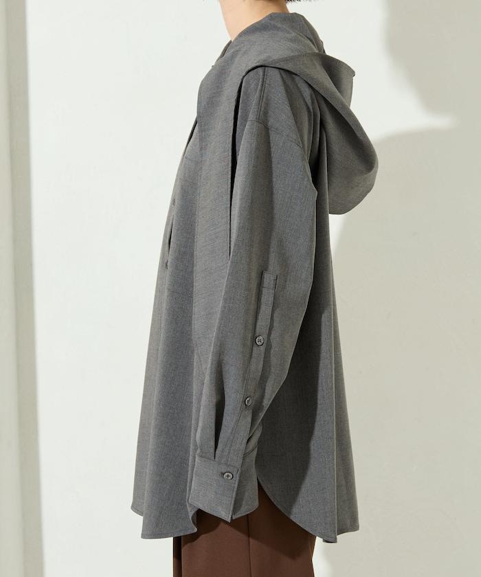 タイ付きフーディービッグシャツ【限定展開】