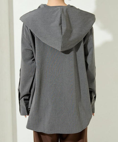 タイ付きフーディービッグシャツ【限定展開】