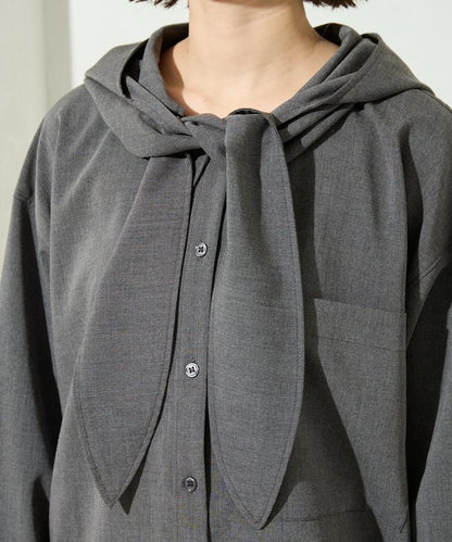 タイ付きフーディービッグシャツ【限定展開】