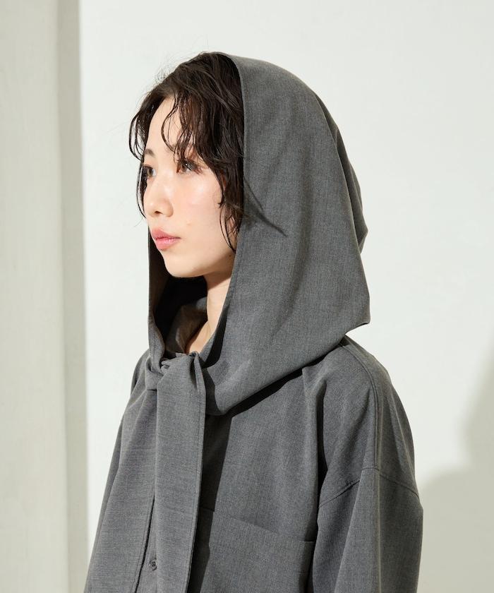 タイ付きフーディービッグシャツ【限定展開】