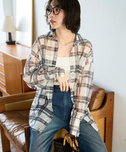 レースチェックプリントオーバーシャツ(セットアップ対応)【限定展開】