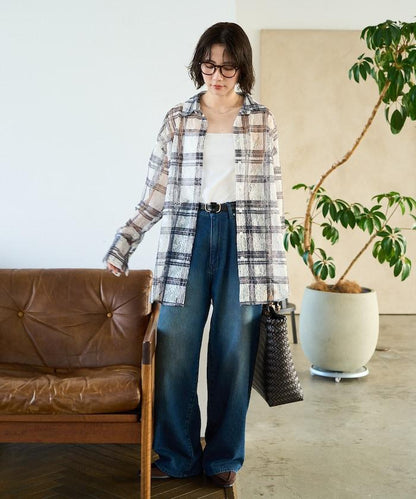 レースチェックプリントオーバーシャツ(セットアップ対応)【限定展開】