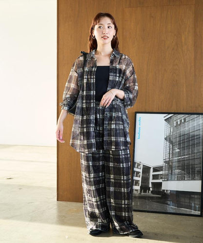 レースチェックプリントオーバーシャツ(セットアップ対応)【限定展開】