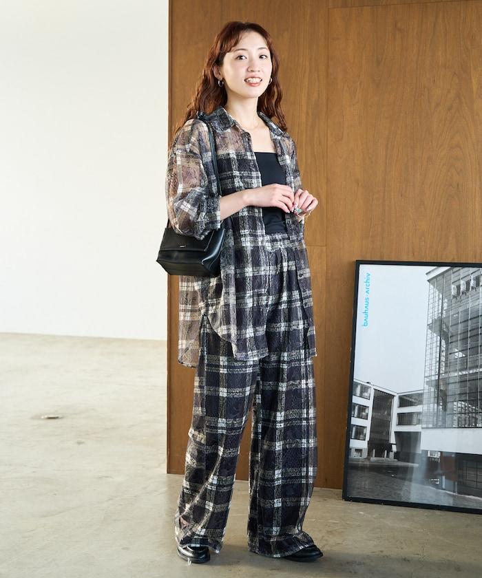 レースチェックプリントオーバーシャツ(セットアップ対応)【限定展開】