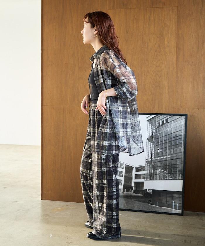 レースチェックプリントオーバーシャツ(セットアップ対応)【限定展開】