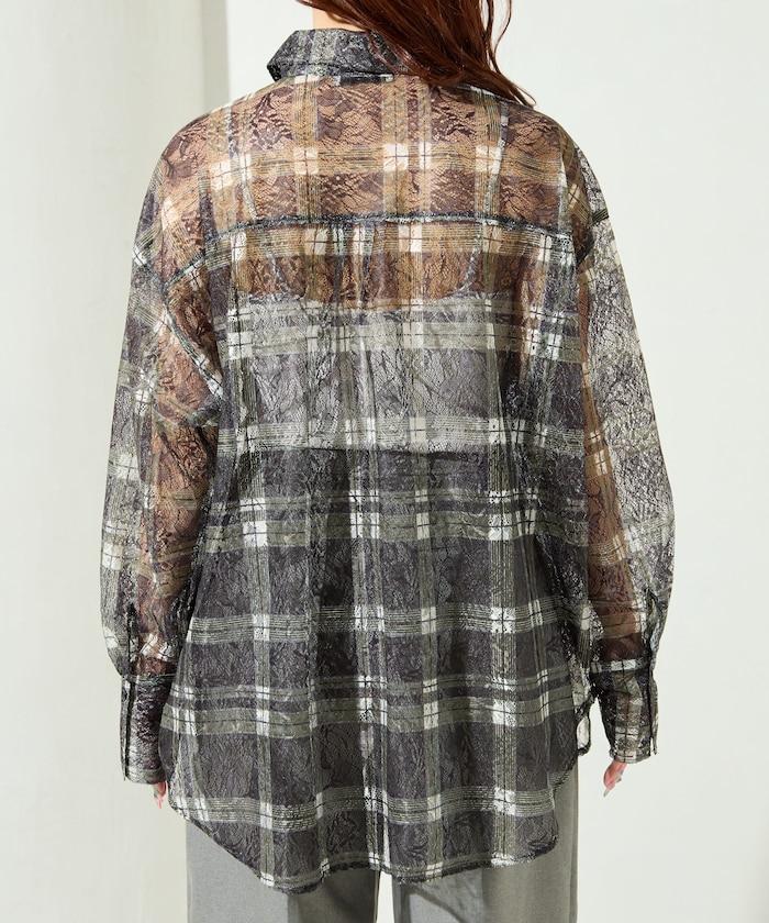 レースチェックプリントオーバーシャツ(セットアップ対応)【限定展開】