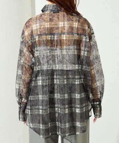 レースチェックプリントオーバーシャツ(セットアップ対応)【限定展開】