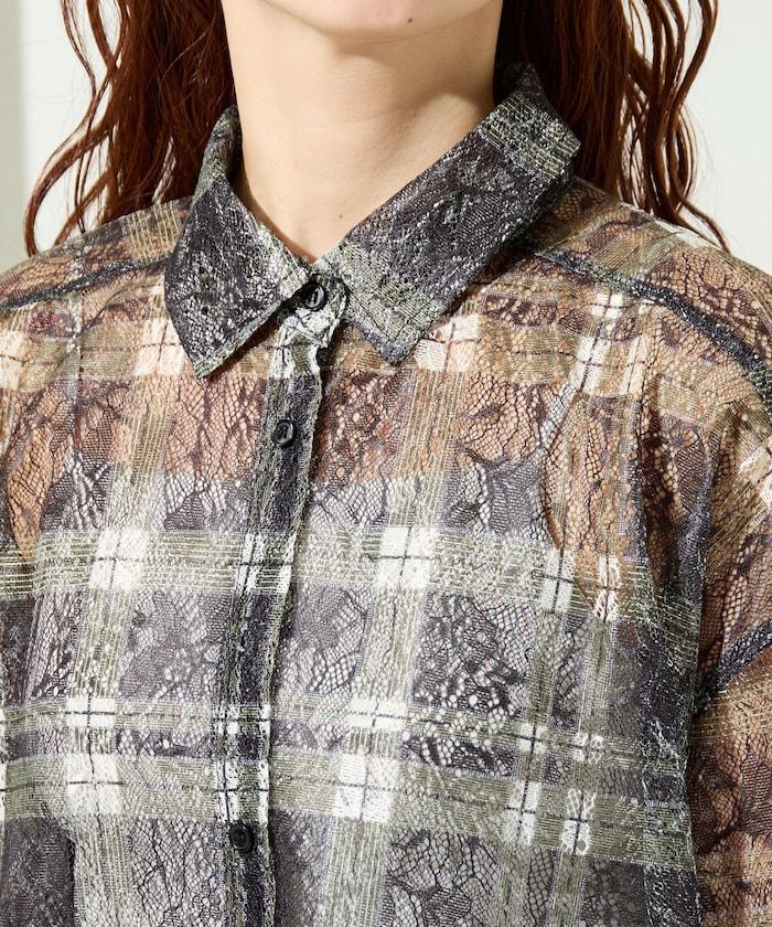 レースチェックプリントオーバーシャツ(セットアップ対応)【限定展開】