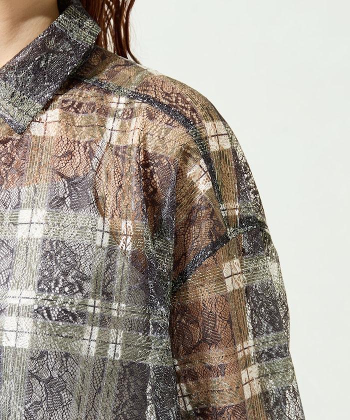 レースチェックプリントオーバーシャツ(セットアップ対応)【限定展開】