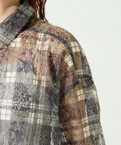 レースチェックプリントオーバーシャツ(セットアップ対応)【限定展開】