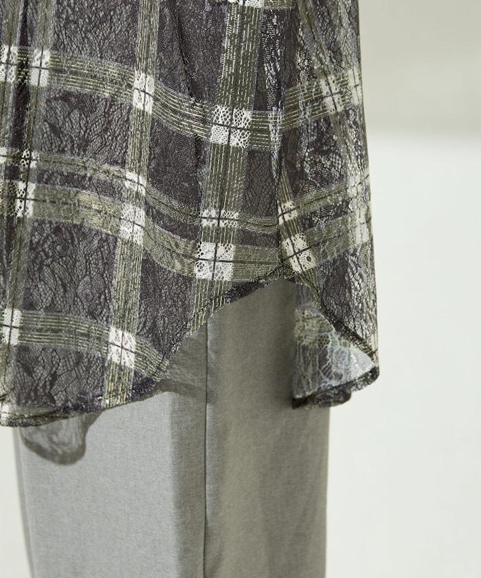 レースチェックプリントオーバーシャツ(セットアップ対応)【限定展開】