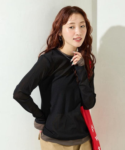 レイヤード風パワーメッシュシアープルオーバー【限定展開】