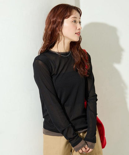 レイヤード風パワーメッシュシアープルオーバー【限定展開】