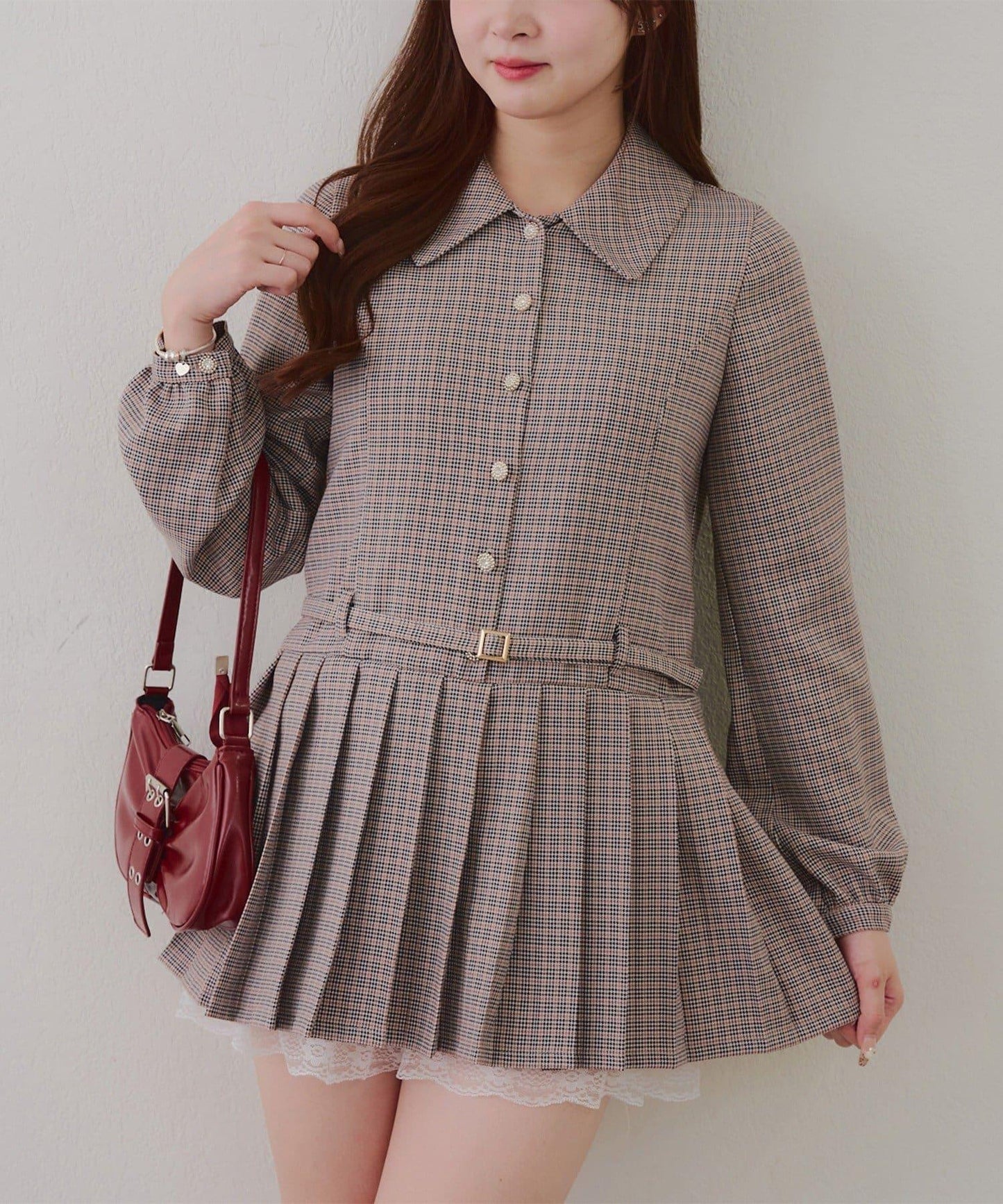 腰帶設計 襯衫風 迷你連衣裙