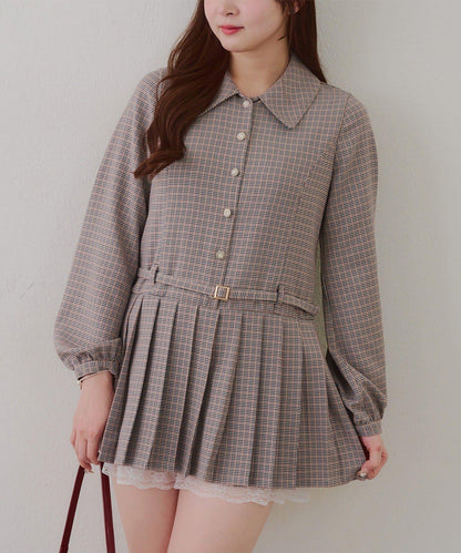 腰帶設計 襯衫風 迷你連衣裙