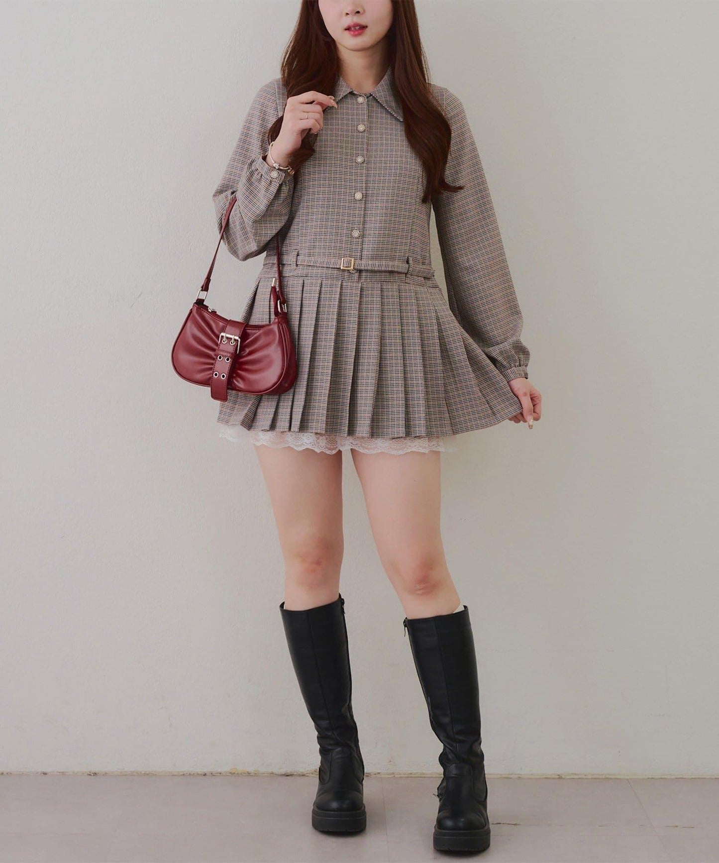 腰帶設計 襯衫風 迷你連衣裙