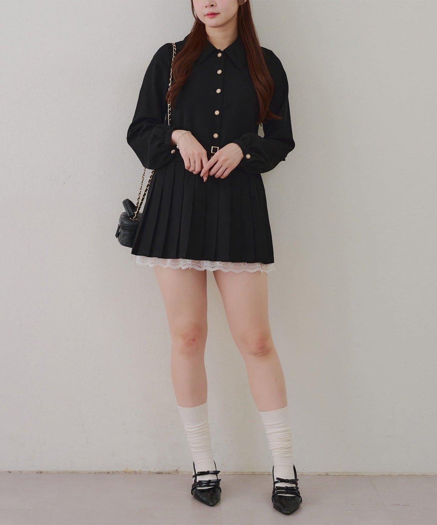 腰帶設計 襯衫風 迷你連衣裙