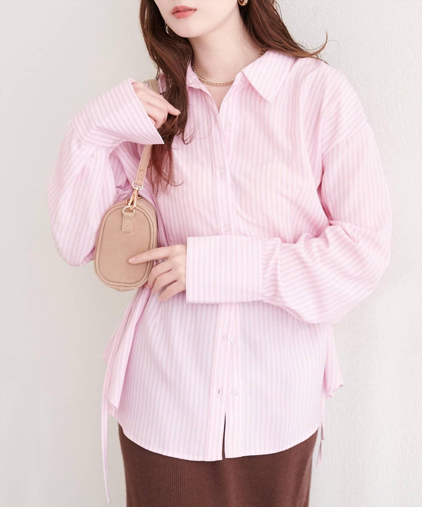 サイドリボンストライプシャツ