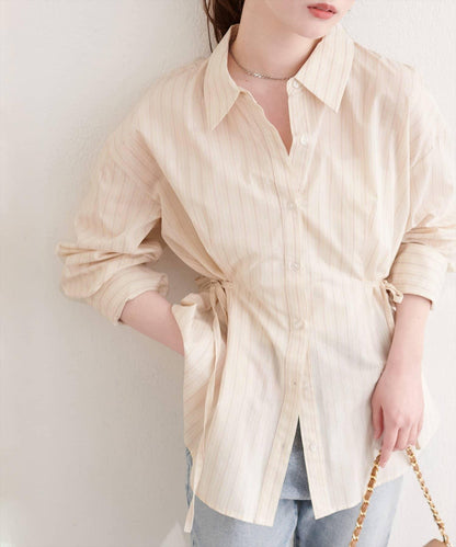 サイドリボンストライプシャツ