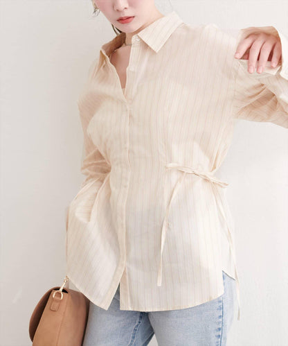 サイドリボンストライプシャツ