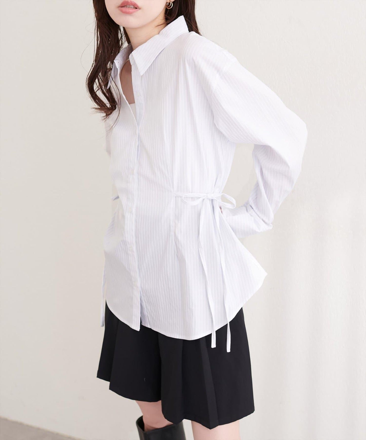 サイドリボンストライプシャツ