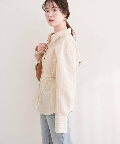 サイドリボンストライプシャツ