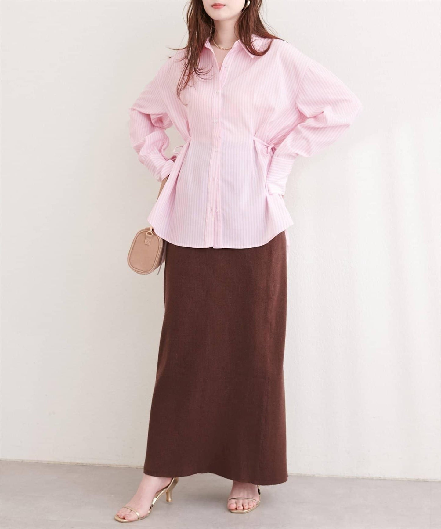 サイドリボンストライプシャツ